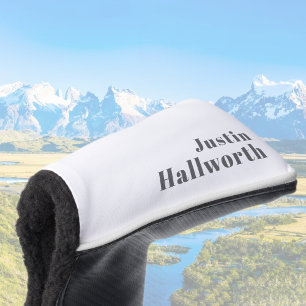 Stylish Editable Retro Modern Text Grey Golf Head Cover