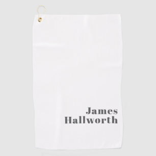 Stylish Editable Retro Modern Text Grey Golf Towel