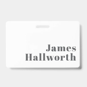 Stylish Editable Retro Modern Text Grey ID Badge