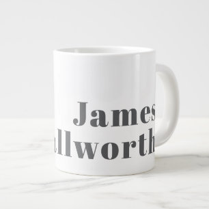 Stylish Editable Retro Modern Text   Grey Large Coffee Mug