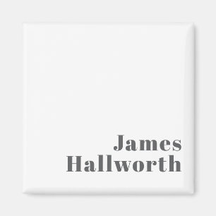 Stylish Editable Retro Modern Text   Grey Magnet