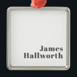 Stylish Editable Retro Modern Text | Grey Metal Ornament<br><div class="desc">Stylish customisable grey text,  edit as you like!</div>