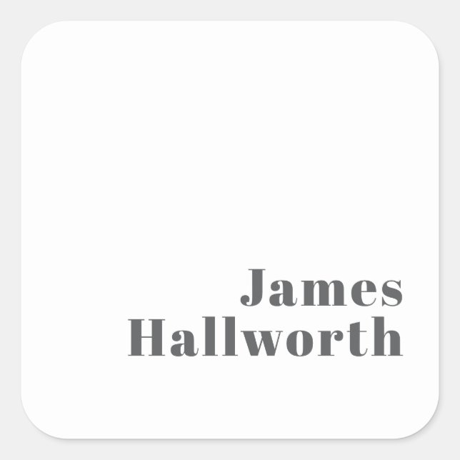 Stylish Editable Retro Modern Text | Grey Square Sticker (Front)