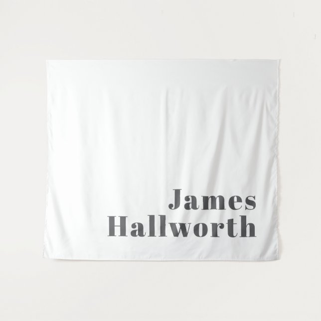 Stylish Editable Retro Modern Text | Grey Tapestry (Front (Horizontal))