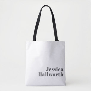 Stylish Editable Retro Modern Text   Grey Tote Bag