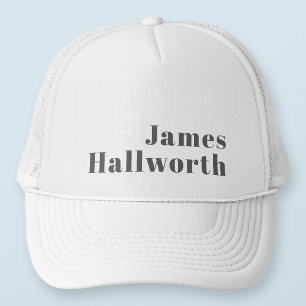 Stylish Editable Retro Modern Text   Grey Trucker Hat