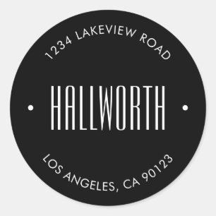 Stylish Editable Surname & Circular Text Classic Round Sticker