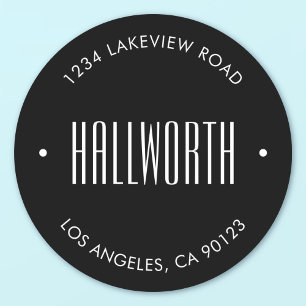 Stylish Editable Surname & Circular Text Classic Round Sticker