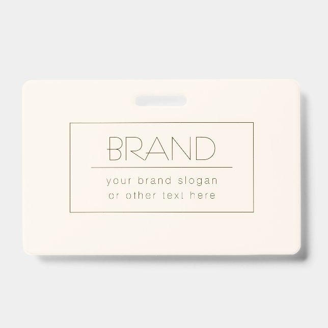 Stylish Editable Template | Off-white & Dark Brown ID Badge (Front)