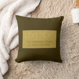 Stylish Editable Text Template   Vintage Gold Cushion
