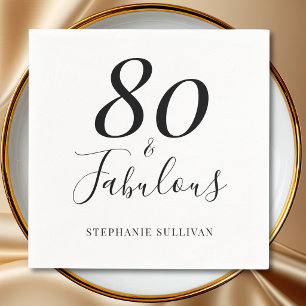 Stylish Eighty And Fabulous 80th Birthday Party Napkin