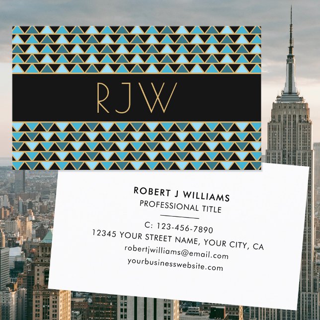 Stylish Elegant Art Deco Style Monogrammed Business Card (Creator Uploaded)