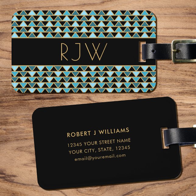 Stylish Elegant Art Deco Style Monogrammed Luggage Tag (Creator Uploaded)