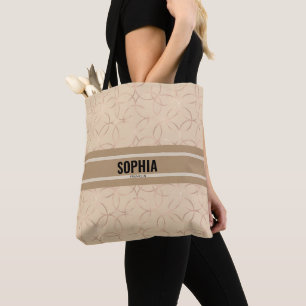 Stylish Elegant Beige Monogram Tote Bag