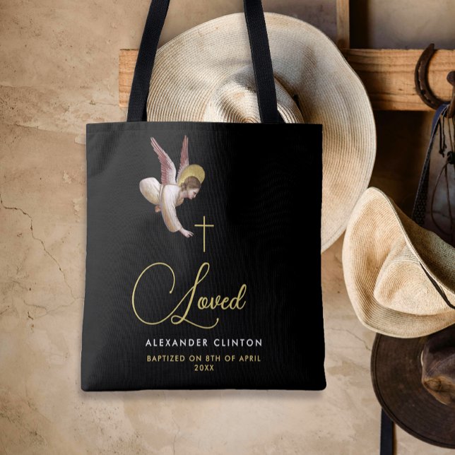 Stylish Elegant Black Angel Religious Blessings  Tote Bag (Creator Uploaded)