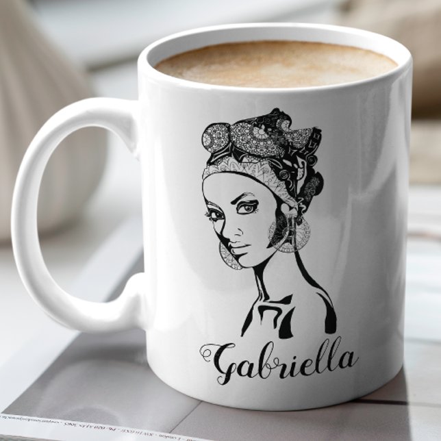 Stylish Elegant Black Ethnic Black African Woman Coffee Mug (Creator Uploaded)