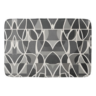 Stylish Elegant Black White Geometric Pattern Bath Mat