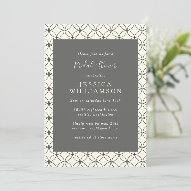 Stylish Elegant Black White Line Art Bridal Shower Invitation (Standing Front)