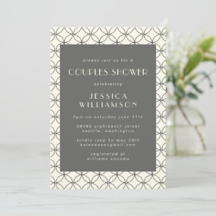 Stylish Elegant Black White Line Art Couple Shower Invitation