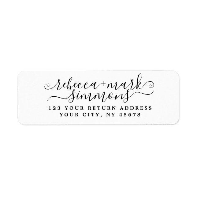 Stylish Elegant Chic Script Wedding Return Address Label (Front)