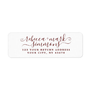 Stylish Elegant Chic Script Wedding Return Address Label