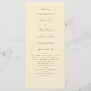 Stylish Elegant Cream Beige Wedding Program