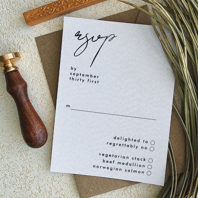 Stylish Elegant Custom Names Black White Wedding RSVP Card (Creator Uploaded)