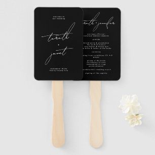 Stylish Elegant Custom Names Ceremony Program Hand Fan