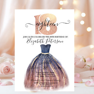 Stylish Elegant Dress 18th Birthday Party  Invitation