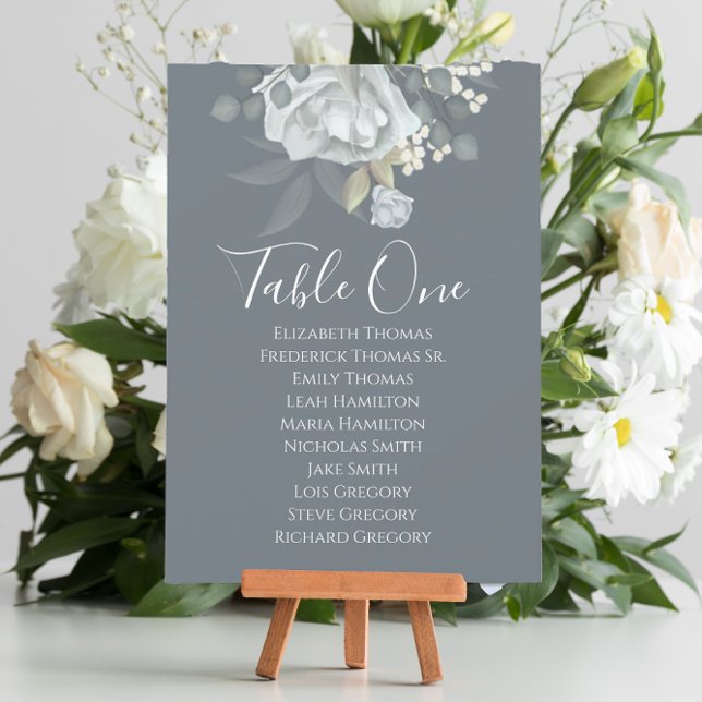 Stylish Elegant Dusty Blue Floral Reception  (Creator Uploaded)