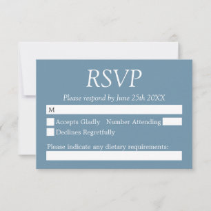 Stylish Elegant Dusty Blue Wedding RSVP Card