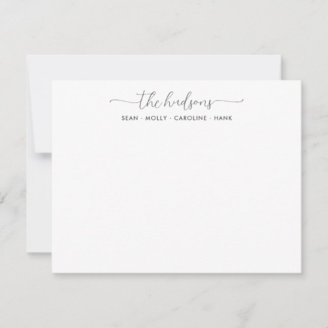 Stylish Elegant Family Name Couple Black Script Card (Front)