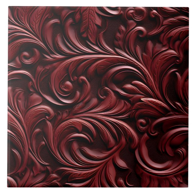 Stylish Elegant Faux Embossed Leather Ceramic Tile (Front)