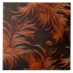 Stylish Elegant Faux Embossed Leather Ceramic Tile