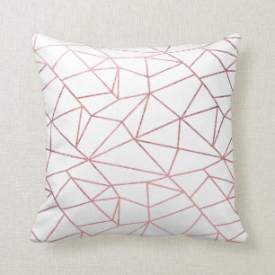 Stylish elegant faux rose gold geometrical cushion