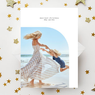 Stylish Elegant  Frame Oval B&W Christmas Photo Holiday Card