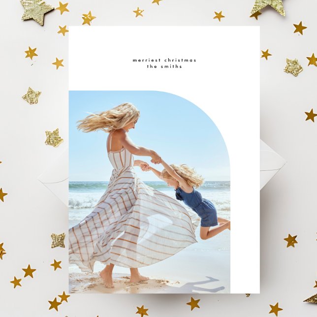 Stylish Elegant  Frame Oval B&W Christmas Photo Holiday Card (Creator Uploaded)