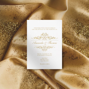 Stylish elegant golden frame ornament wedding  invitation