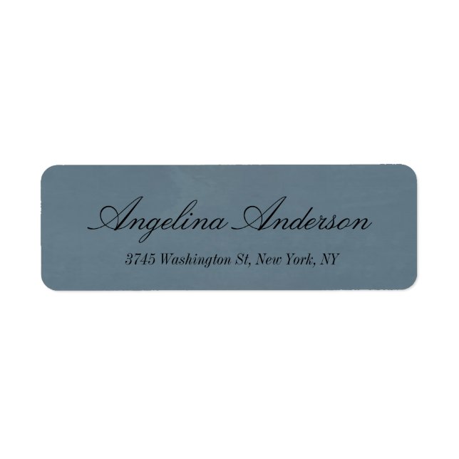 Stylish Elegant Handwriting Modern Blue Gray Return Address Label (Front)