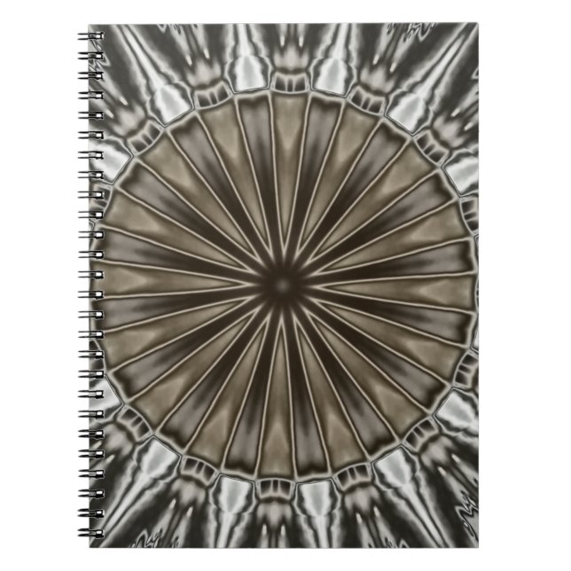 Stylish Elegant Kaleidoscope Design Brown Grey Notebook (Front)