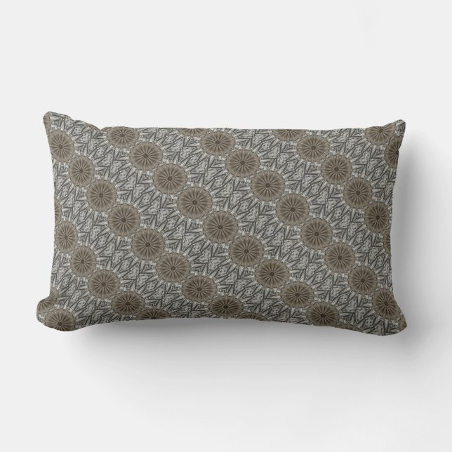Stylish Elegant Kaleidoscope Design Brown Grey Outdoor Cushion (Front)