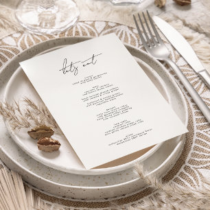 Stylish Elegant Let's Eat Black & White Wedding Program