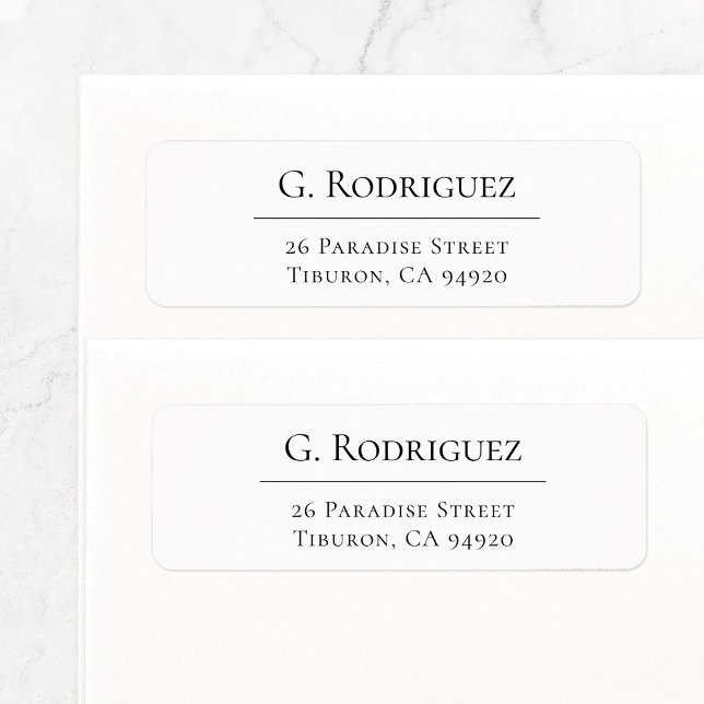 Stylish Elegant Line 05b. Return Address Label (Simple, basic return address label features elegant, sophisticated serif typeface with fine line.)