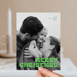 Stylish Elegant, Merry Christmas Family Photo Chic Postcard