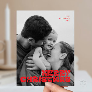 Stylish Elegant, Merry Christmas Family Photo Chic Postcard