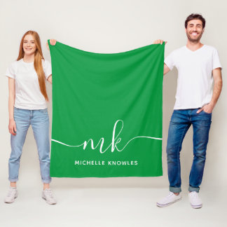 Stylish Elegant Minimalist Monogram and Name Fleece Blanket