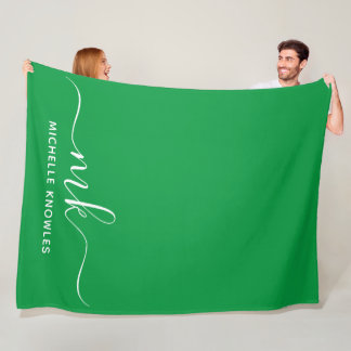 Stylish Elegant Minimalist Monogram and Name Fleece Blanket