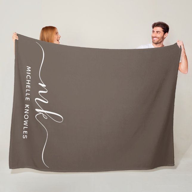 Stylish Elegant Minimalist Monogram and Name Fleece Blanket (In Situ)