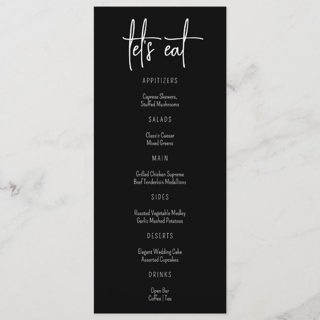 Stylish Elegant Modern Custom Name Wedding Menu (Front)