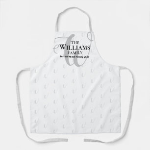stylish elegant monogrammed white apron
